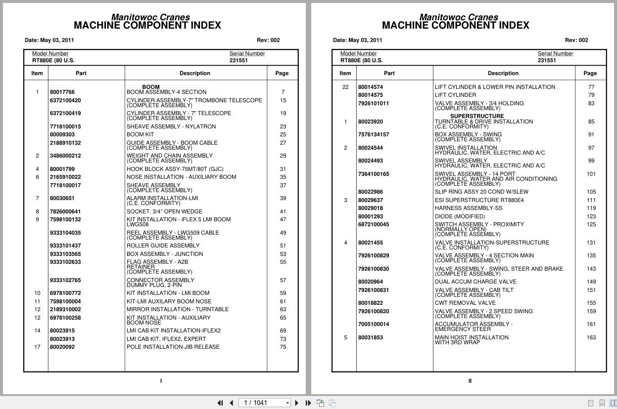 Grove Crane RT880E 231551 Parts Manual 2011 (1)