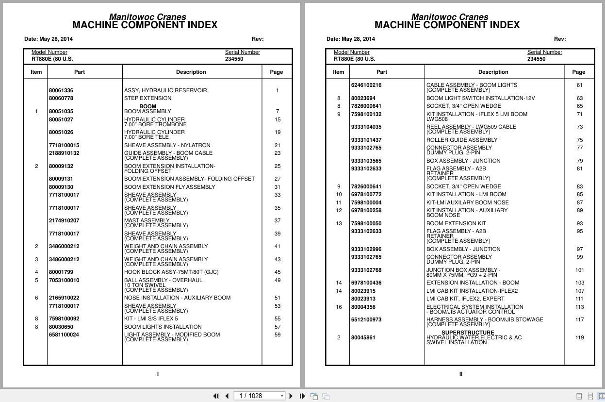 Grove Crane RT880E 234550 Parts Manual 2014 (1)