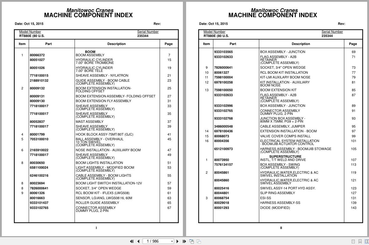 Grove Crane RT880E 235344 Parts Manual 2015 (1)