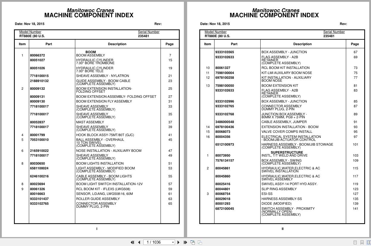 Grove Crane RT880E 235481 Parts Manual 2015 (1)