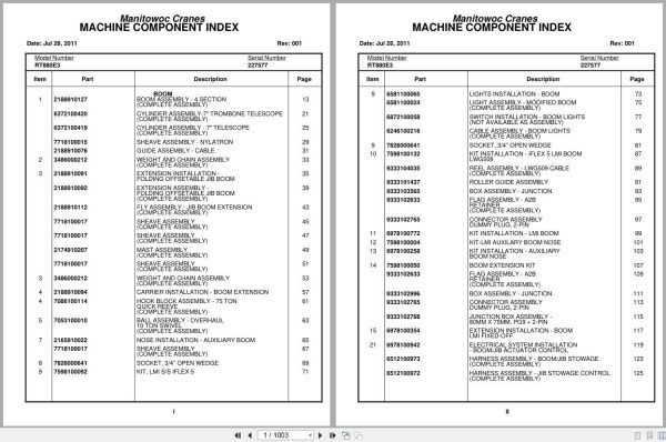 Grove Crane RT880E3 227577 Parts Manual 2011 (1)