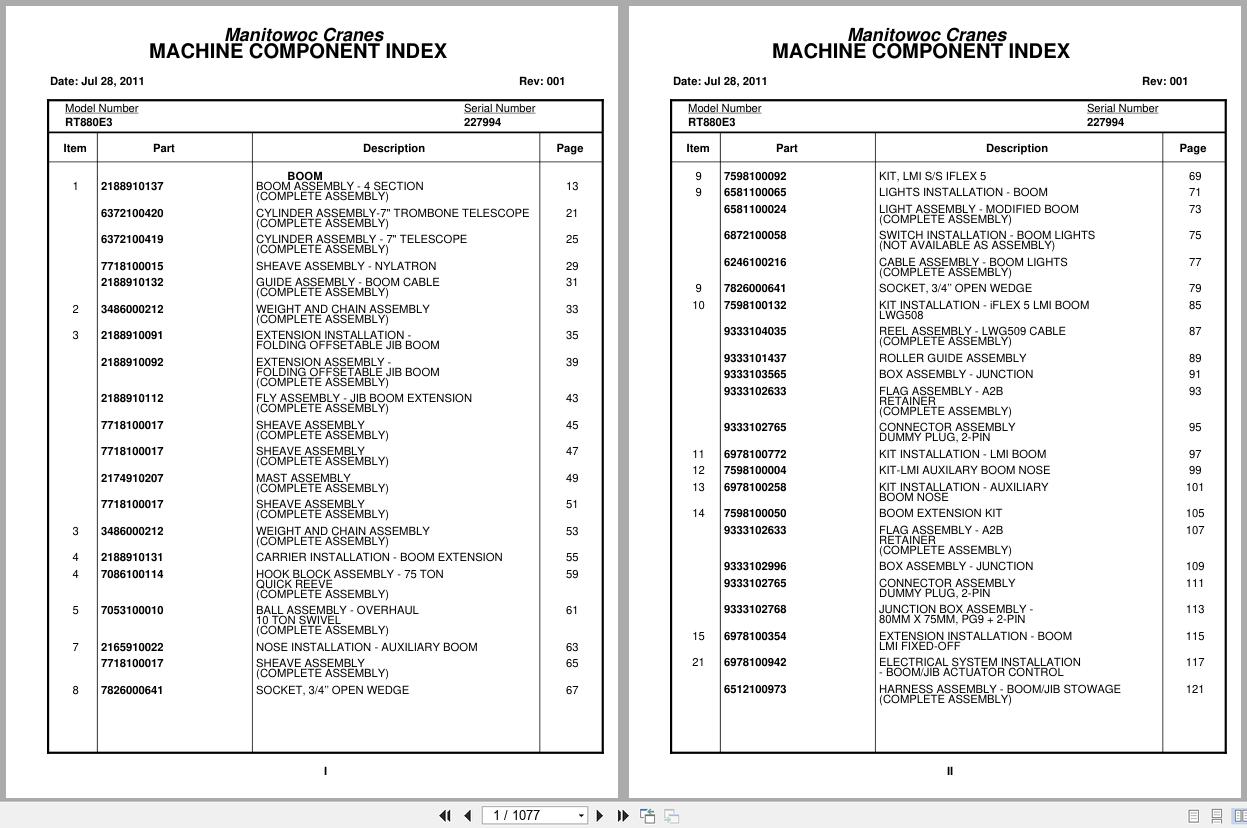 Grove Crane RT880E3 227994 Parts Manual 2011 (1)