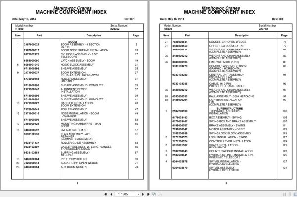 Grove Crane RT890 220752 Parts Manual 2014 (1)