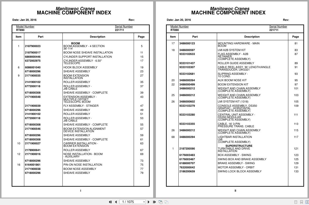 Grove Crane RT890 221711 Parts Manual 2016 (1)
