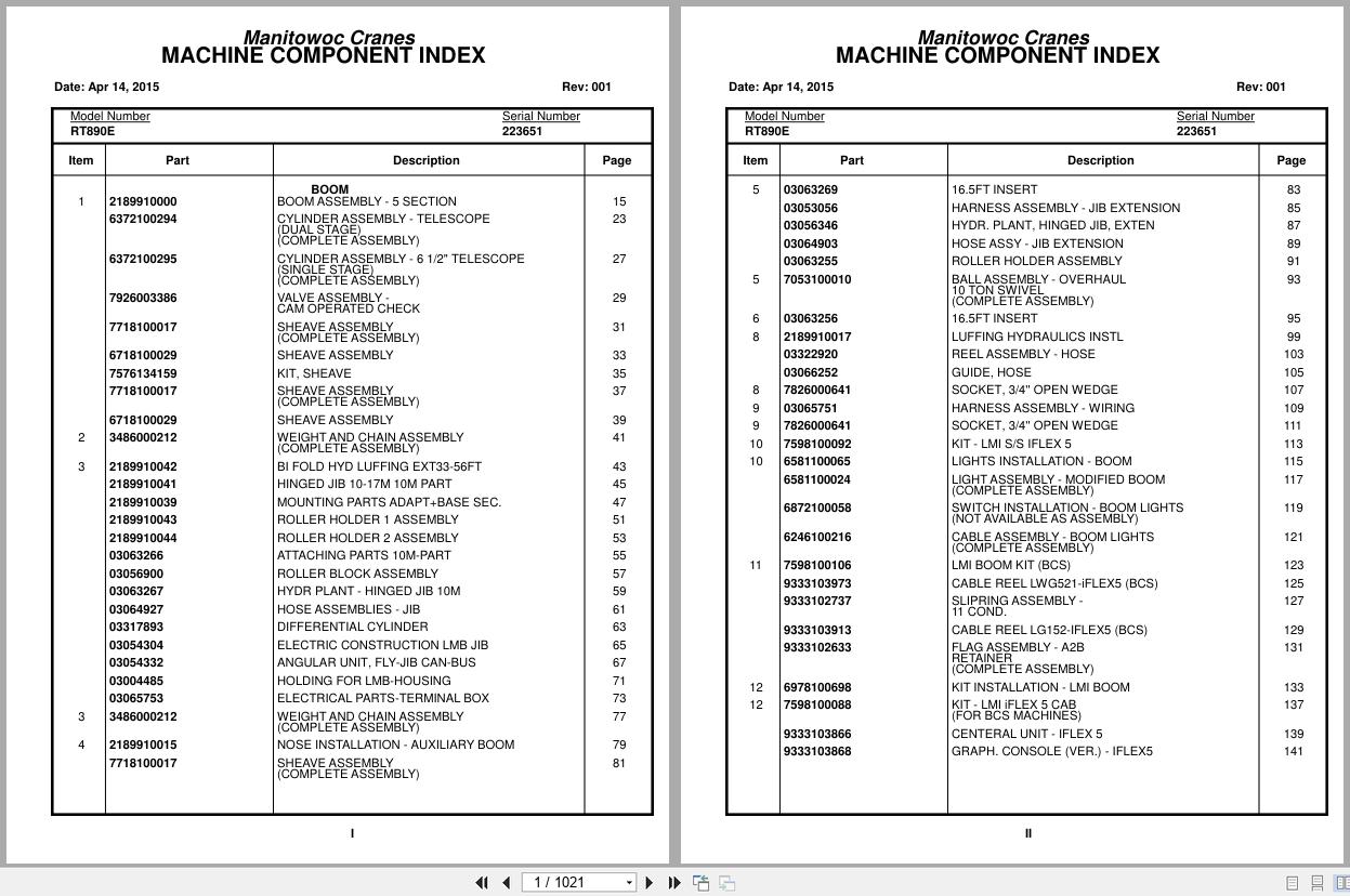 Grove Crane RT890E 223651 Parts Manual 2015 (1)