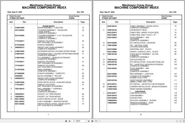 Grove Crane RT890E 223699 Parts Manual 2005 (1)
