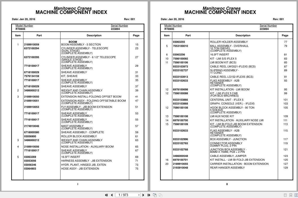 Grove Crane RT890E 223894 Parts Manual 2016 (1)
