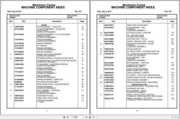 Grove Crane RT890E 223949 Parts Manual 2017 (1)