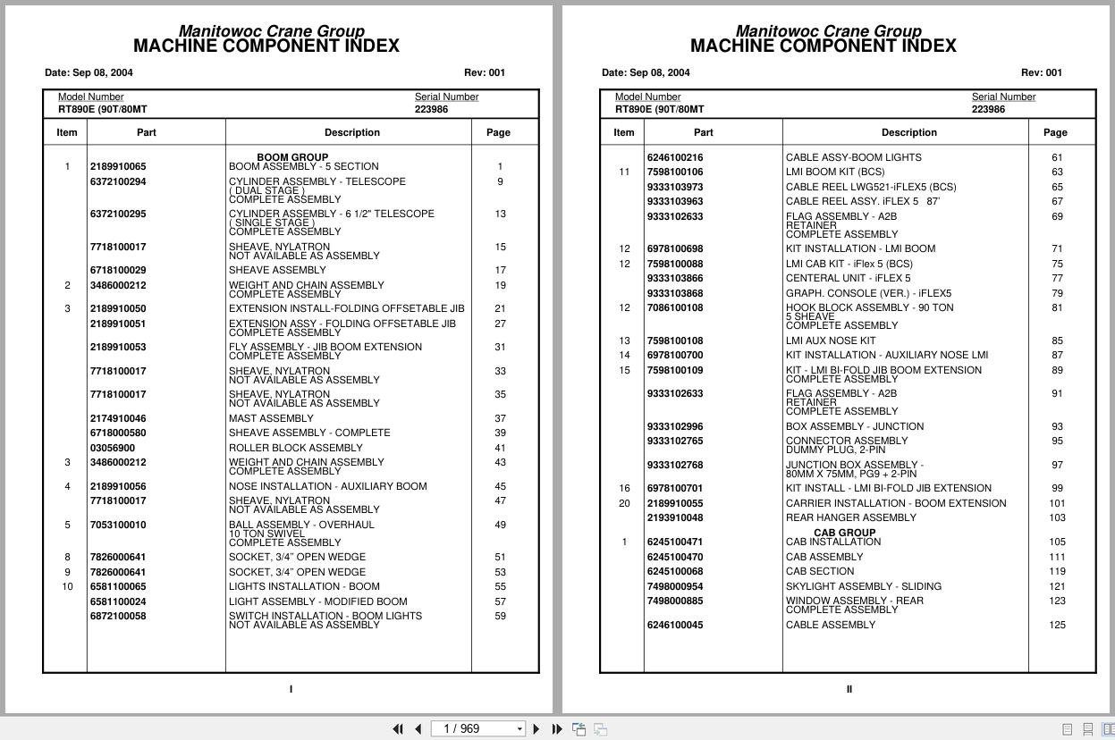 Grove Crane RT890E 223986 Parts Manual 2004 (1)