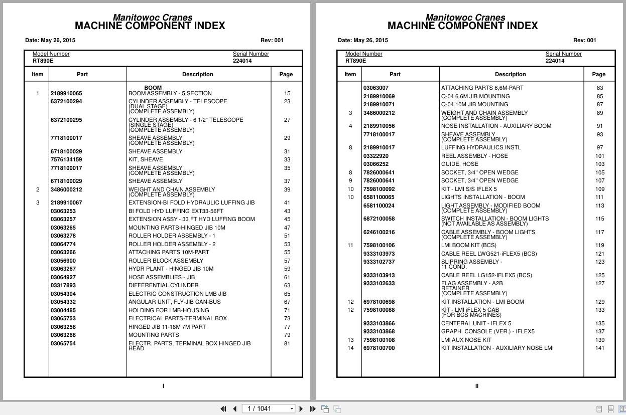Grove Crane RT890E 224014 Parts Manual 2015 (1)