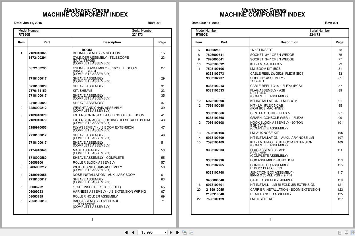 Grove Crane RT890E 224173 Parts Manual 2015 (1)