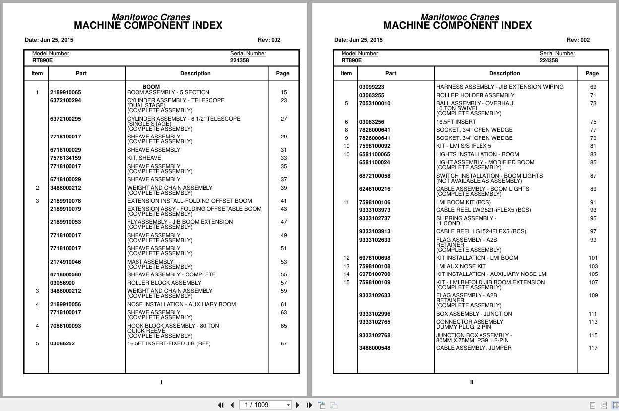Grove Crane RT890E 224358 Parts Manual 2015 (1)