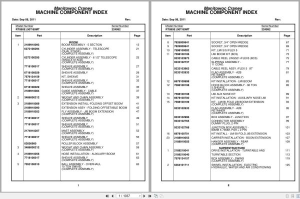Grove Crane RT890E 224992 Parts Manual 2011 (1)