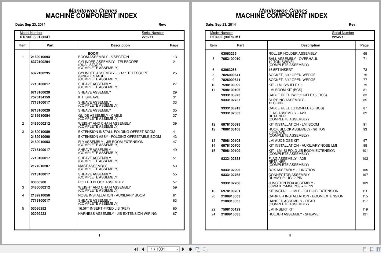 Grove Crane RT890E 225271 Parts Manual 2014 (1)