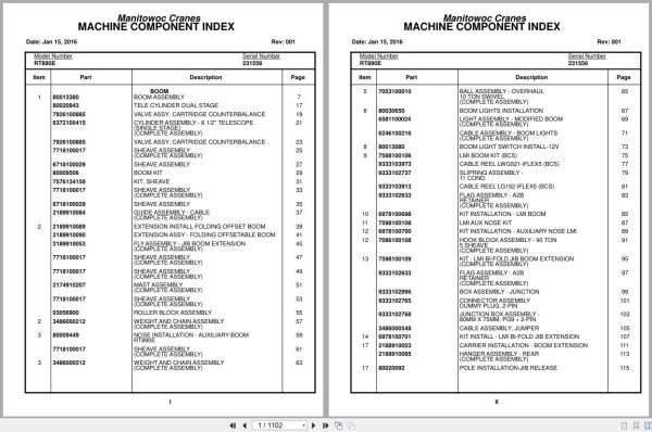 Grove Crane RT890E 231556 Parts Manual 2016 (1)