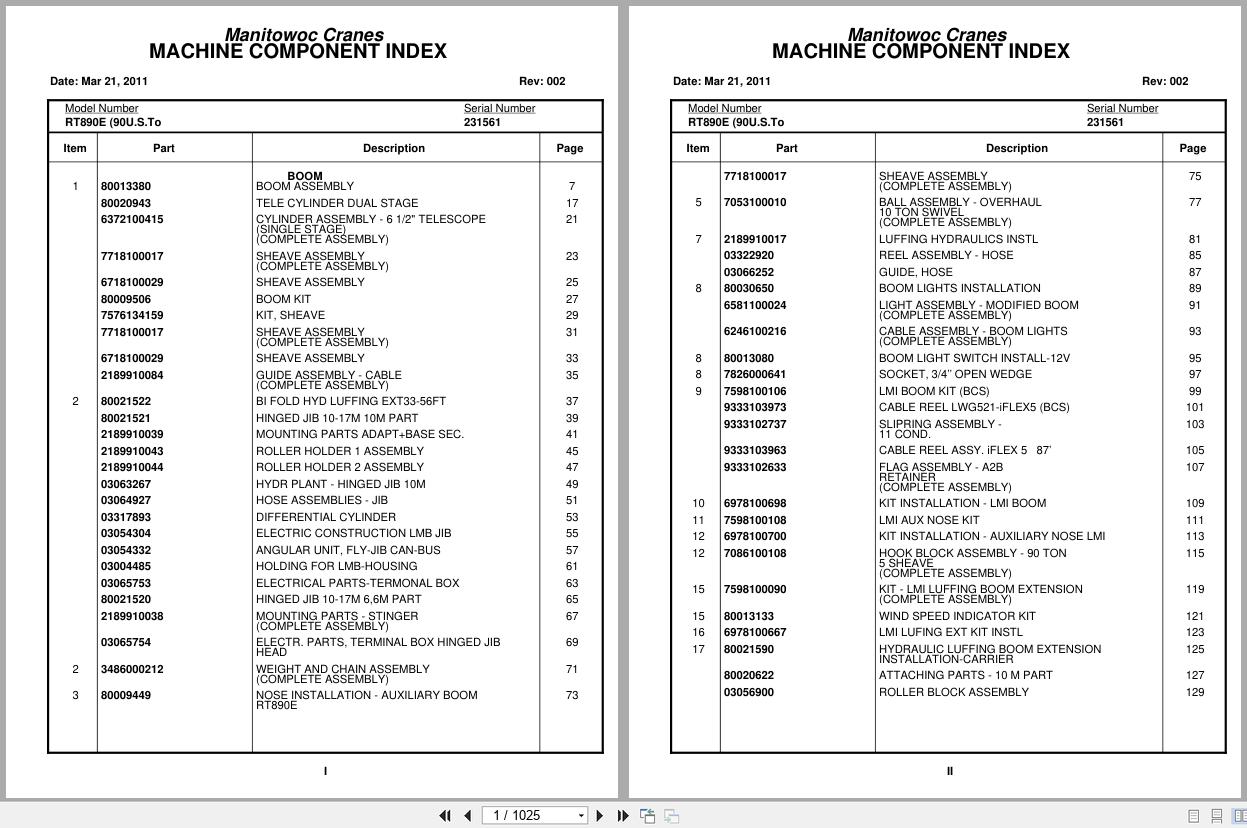 Grove Crane RT890E 231561 Parts Manual 2011 (1)