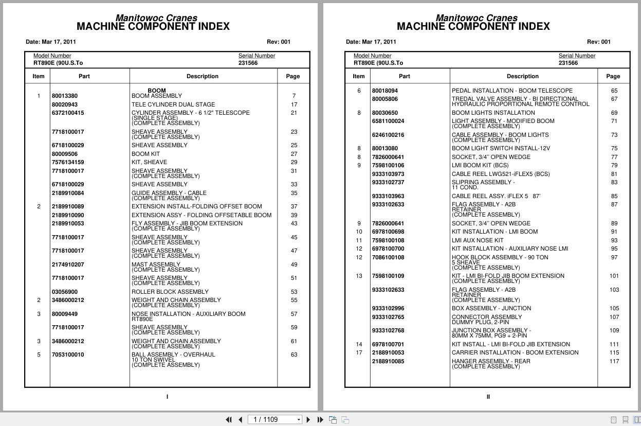 Grove Crane RT890E 231566 Parts Manual 2011 (1)