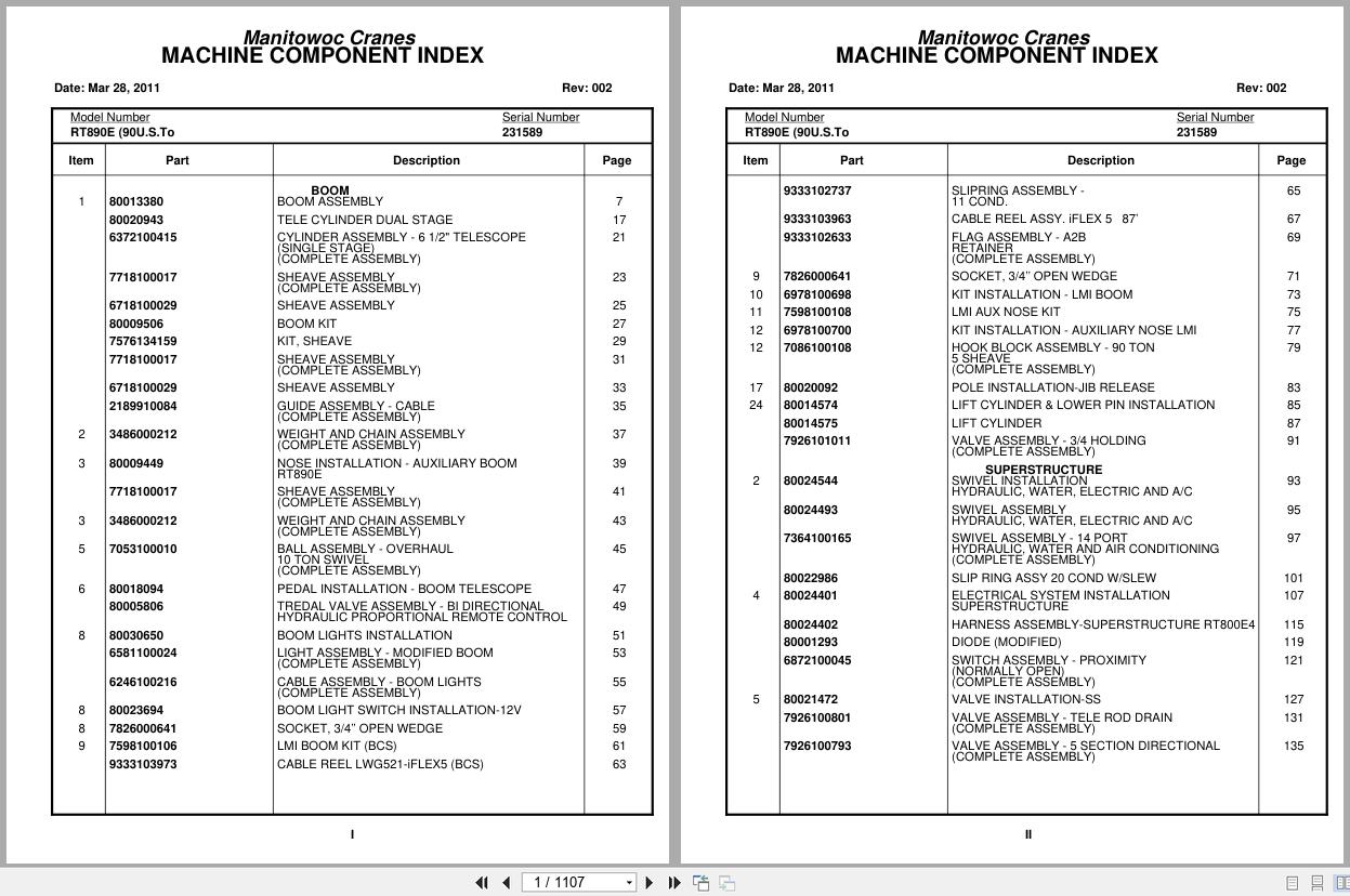 Grove Crane RT890E 231589 Parts Manual 2011 (1)