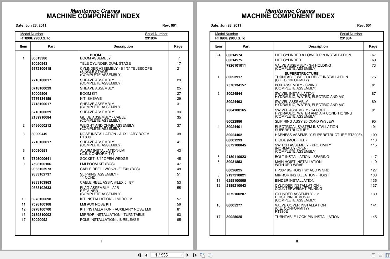 Grove Crane RT890E 231834 Parts Manual 2011 (1)