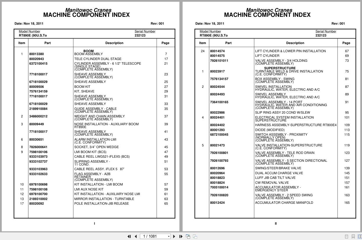 Grove Crane RT890E 232123 Parts Manual 2011 (1)