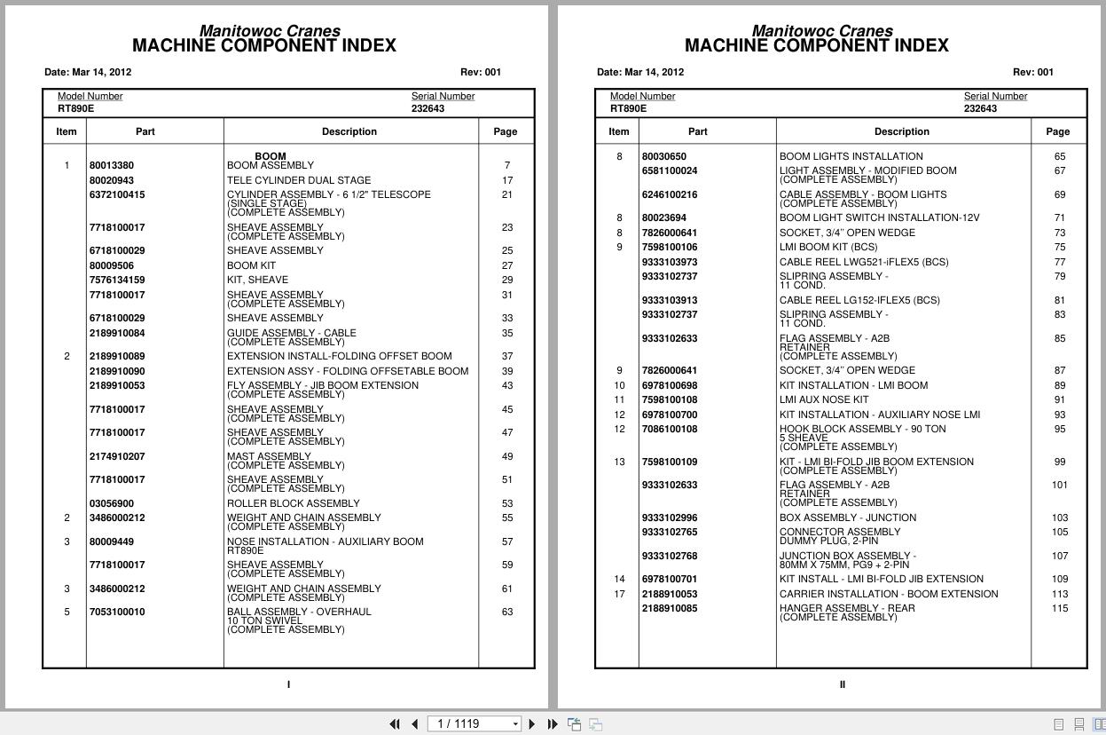 Grove Crane RT890E 232643 Parts Manual 2012 (1)