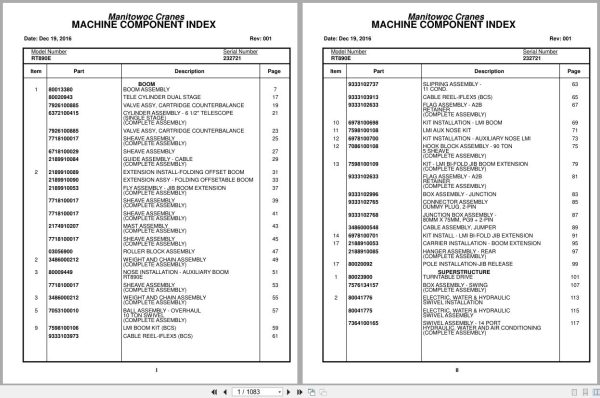 Grove Crane RT890E 232721 Parts Manual 2016 (1)