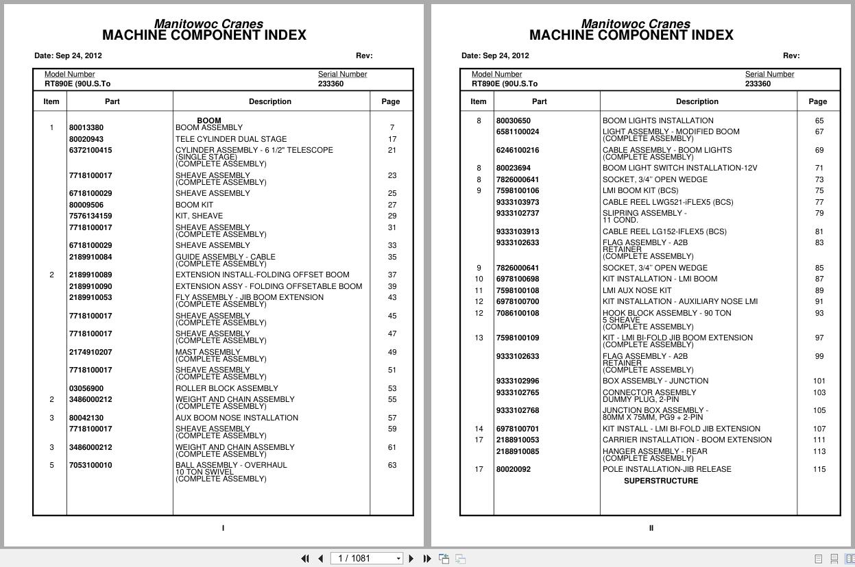 Grove Crane RT890E 233360 Parts Manual 2012 (1)