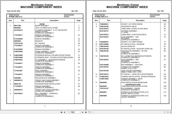 Grove Crane RT890E 233375 Parts Manual 2012 (1)