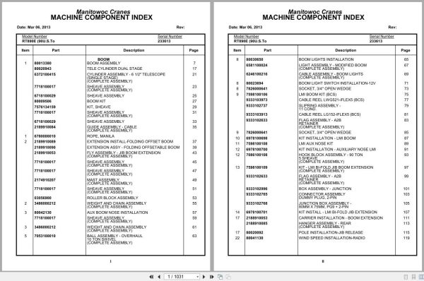 Grove Crane RT890E 233613 Parts Manual 2013 (1)