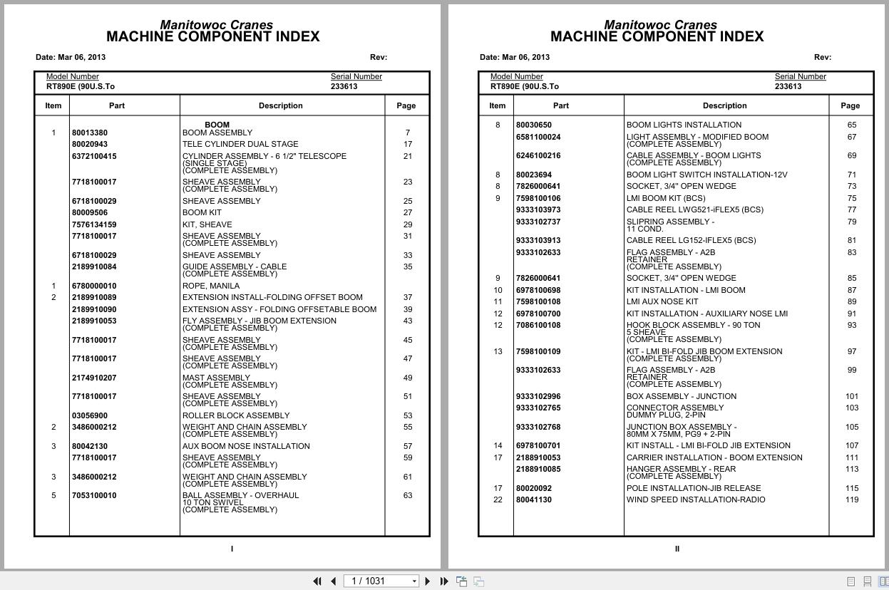 Grove Crane RT890E 233613 Parts Manual 2013 (1)