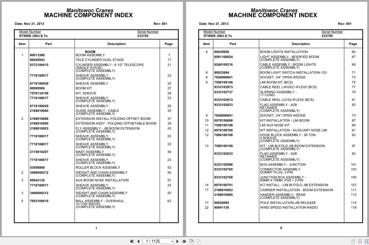 Grove Crane RT890E 233705 Parts Manual 2013 (1)