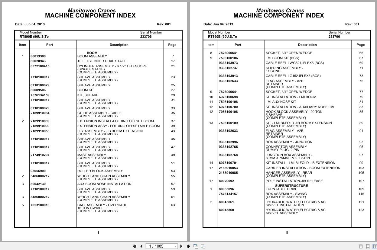 Grove Crane RT890E 233706 Parts Manual 2013 (1)