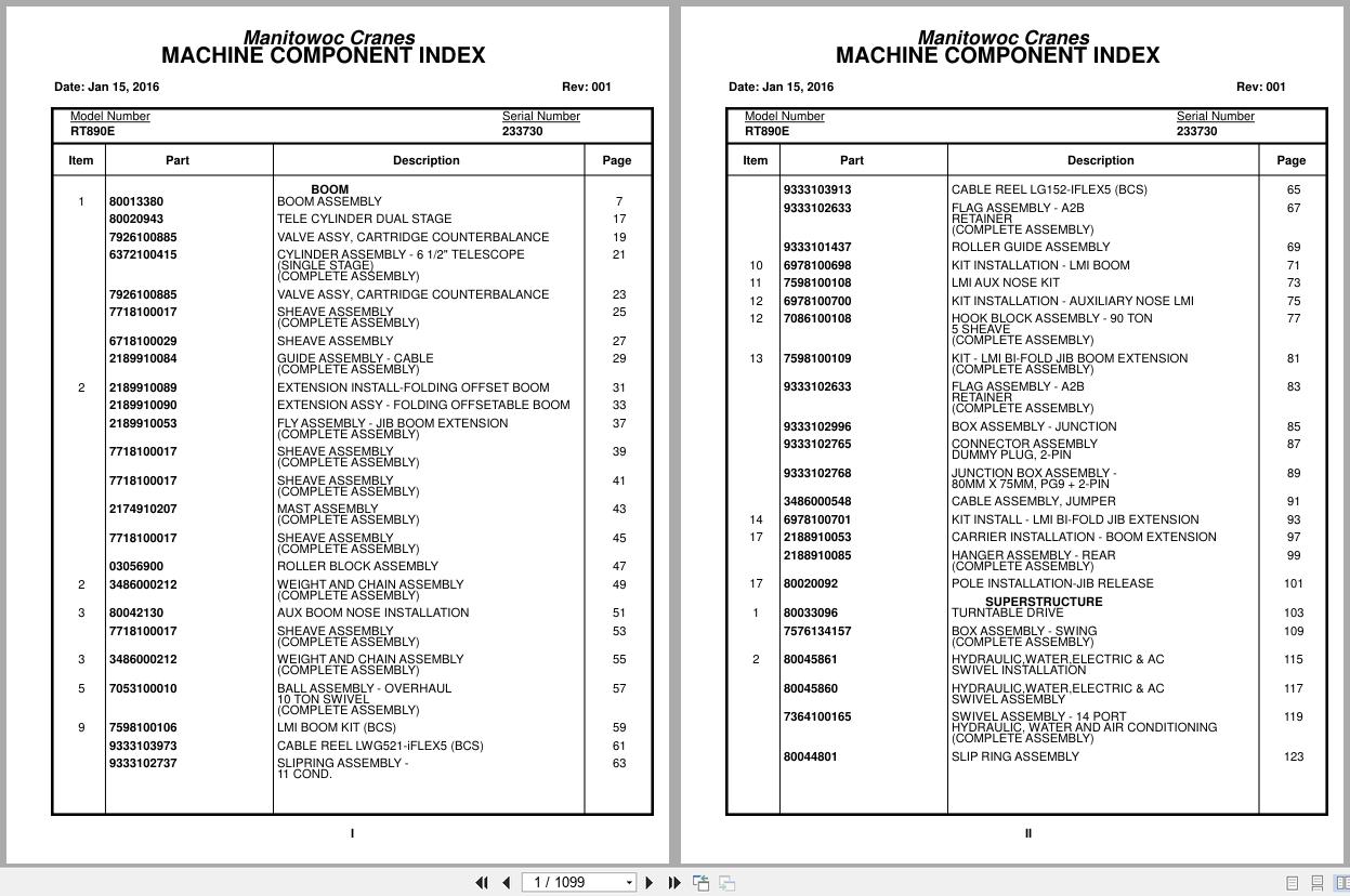 Grove Crane RT890E 233730 Parts Manual 2016 (1)