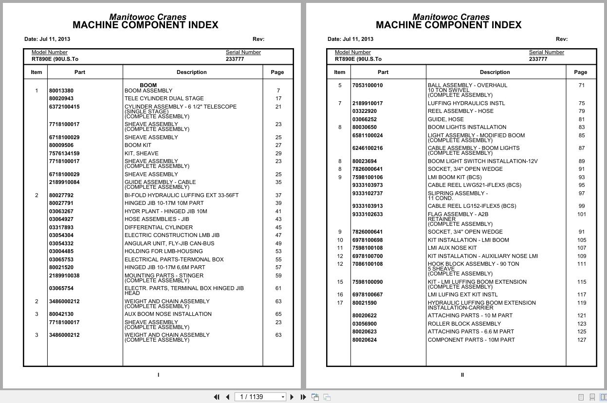 Grove Crane RT890E 233777 Parts Manual 2013 (1)