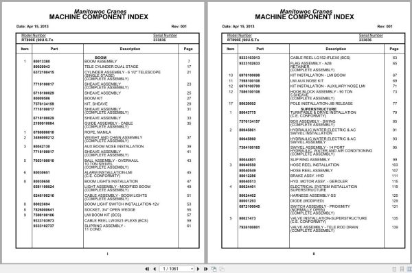 Grove Crane RT890E 233836 Parts Manual 2013 (1)