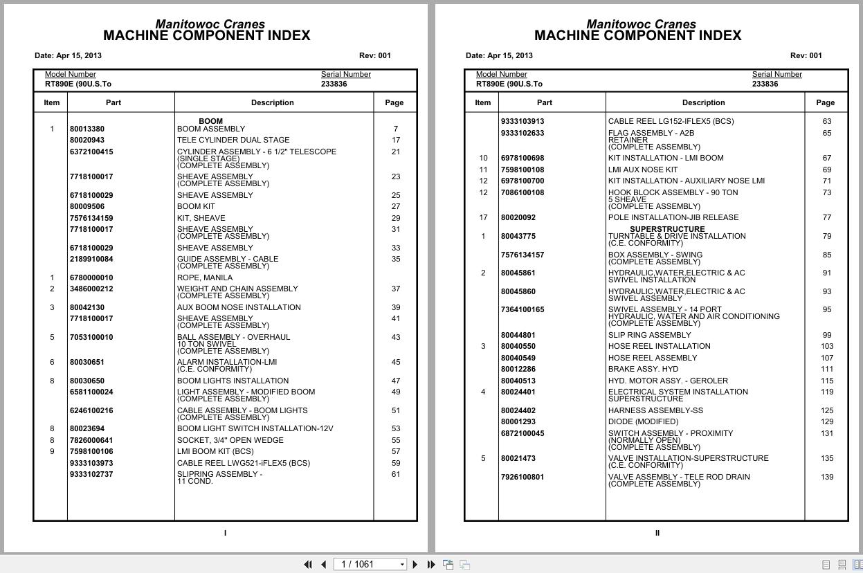 Grove Crane RT890E 233836 Parts Manual 2013 (1)