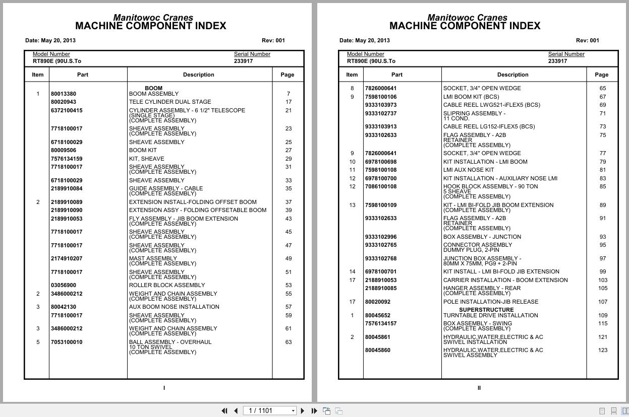Grove Crane RT890E 233917 Parts Manual 2013 (1)