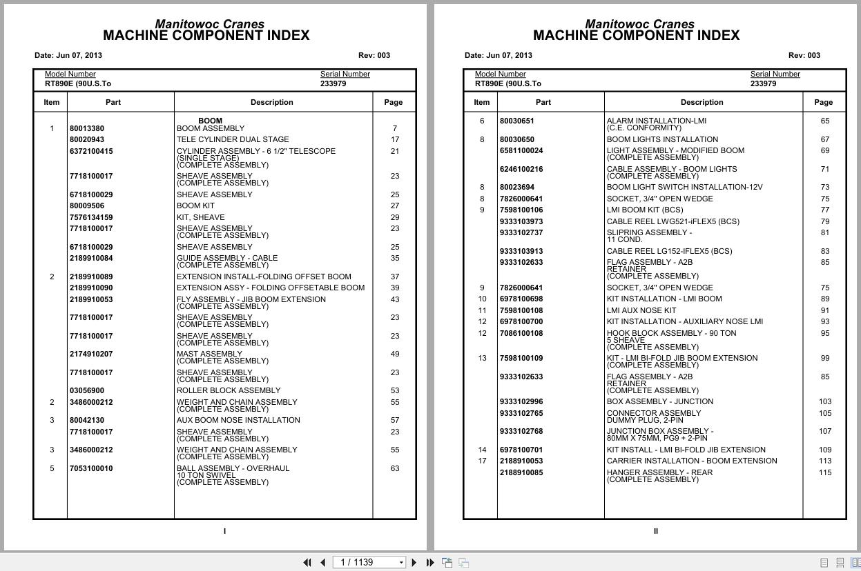 Grove Crane RT890E 233979 Parts Manual 2013 (1)