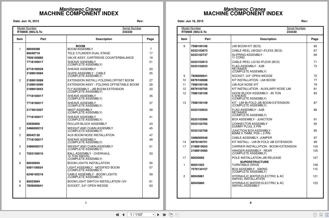 Grove Crane RT890E 234330 Parts Manual 2015 (1)