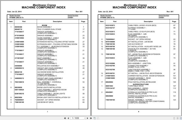 Grove Crane RT890E 234581 Parts Manual 2014 (1)