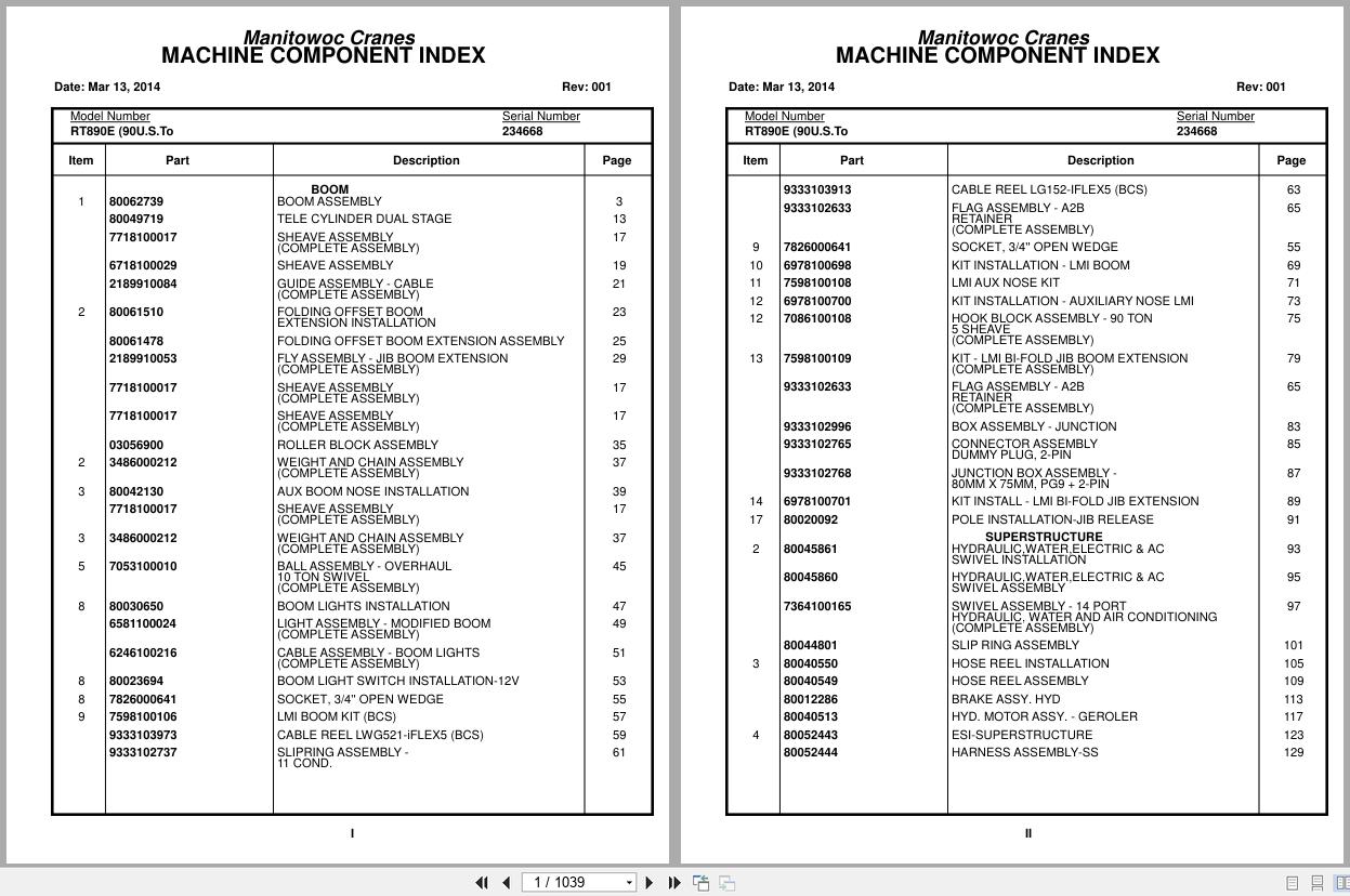 Grove Crane RT890E 234668 Parts Manual 2014 (1)