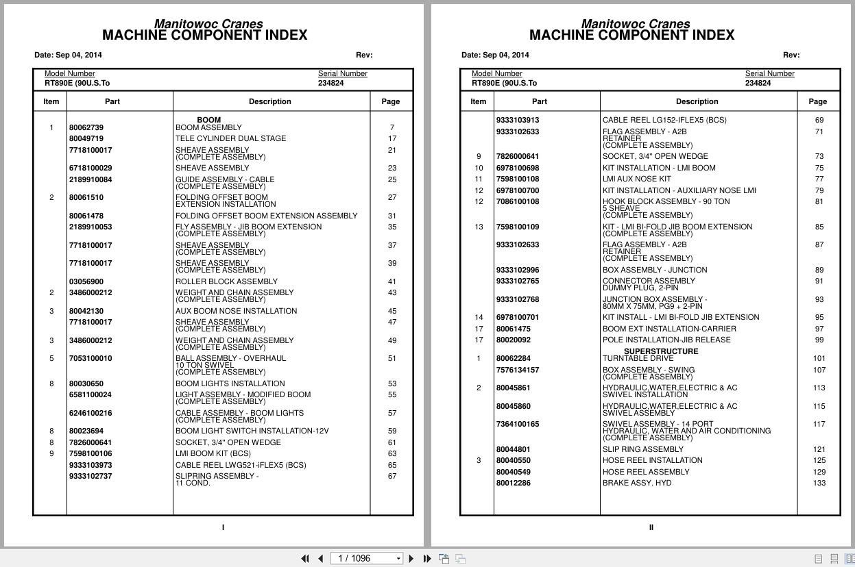 Grove Crane RT890E 234824 Parts Manual 2014 (1)