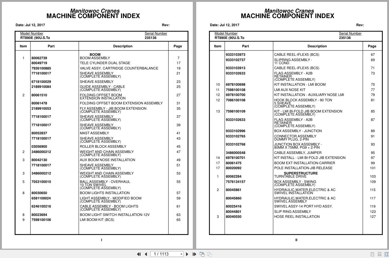 Grove Crane RT890E 235136 Parts Manual 2017 (1)