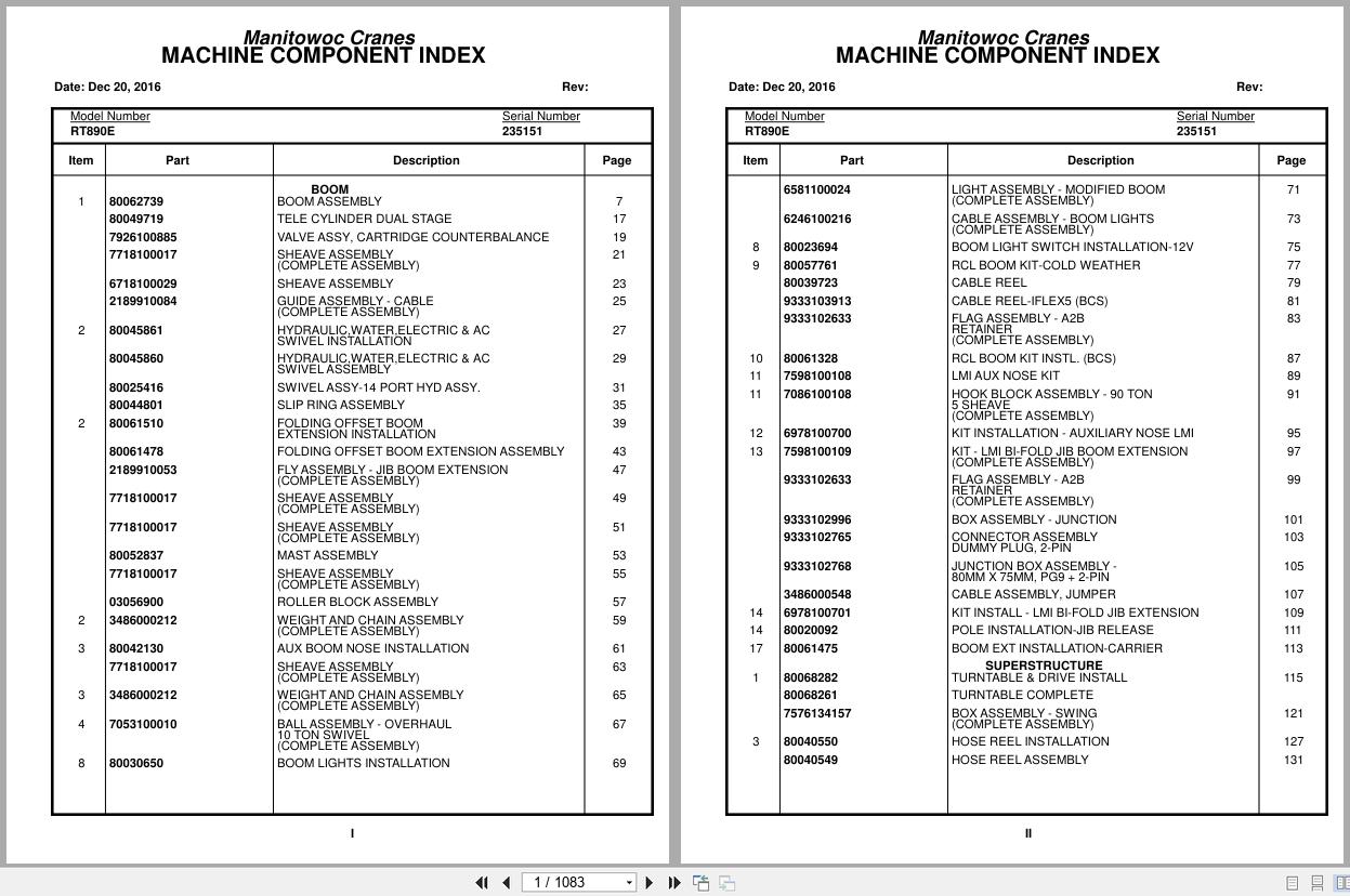 Grove Crane RT890E 235151 Parts Manual 2016 (1)