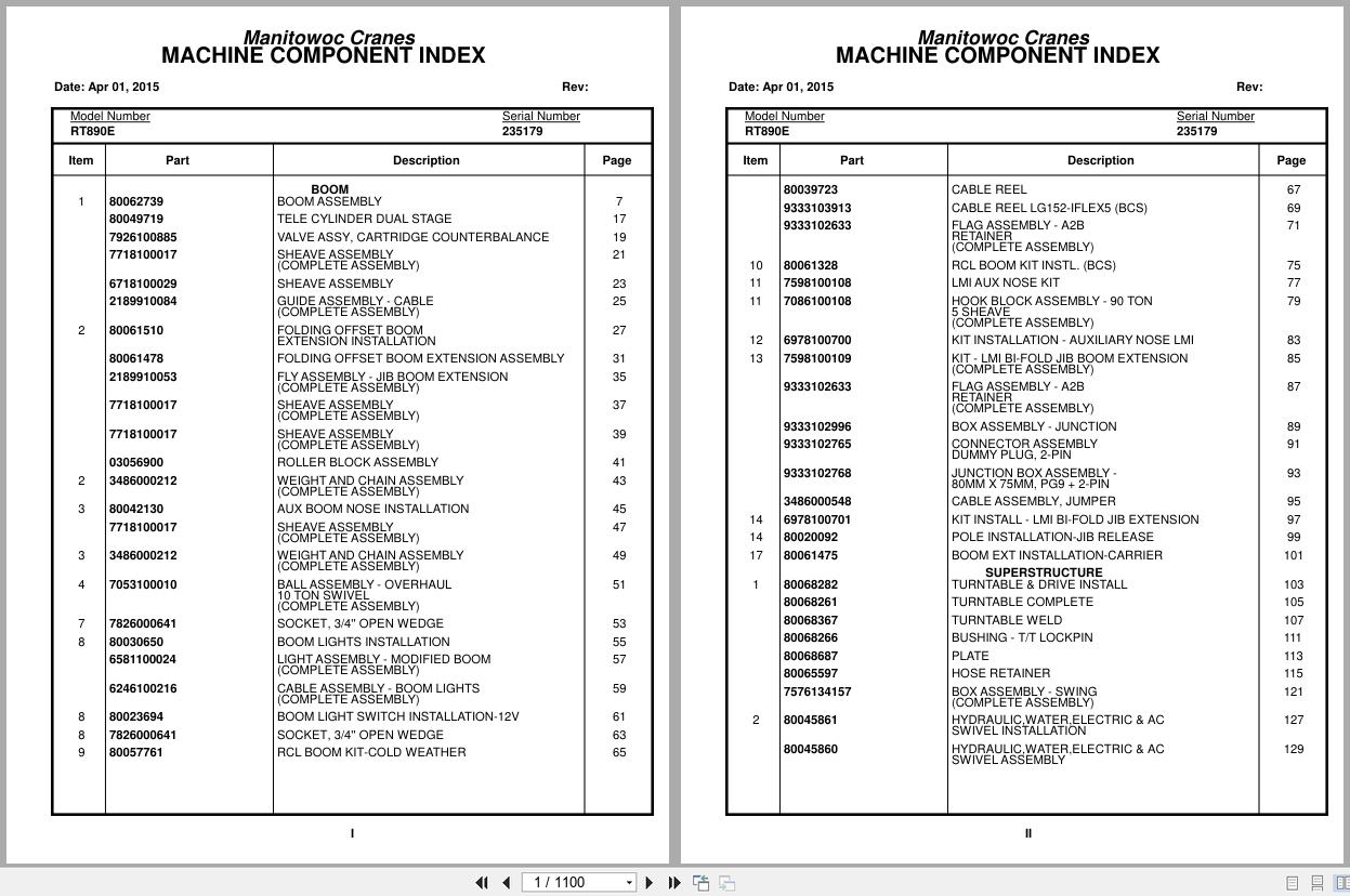 Grove Crane RT890E 235179 Parts Manual 2015 (1)