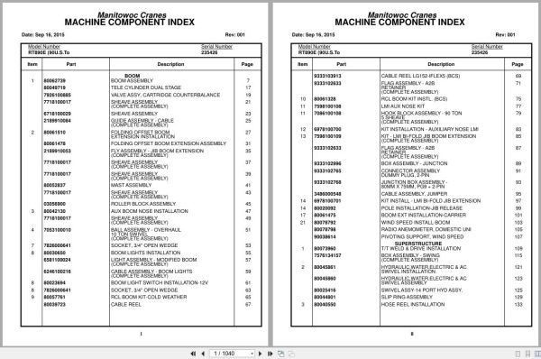 Grove Crane RT890E 235426 Parts Manual 2015 (1)