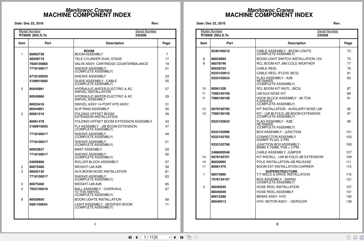 Grove Crane RT890E 235506 Parts Manual 2016 (1)
