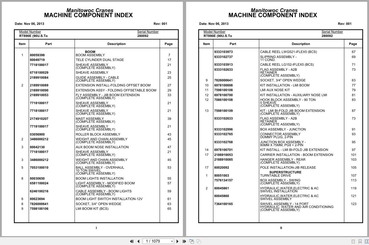 Grove Crane RT890E 280092 Parts Manual 2013 (1)