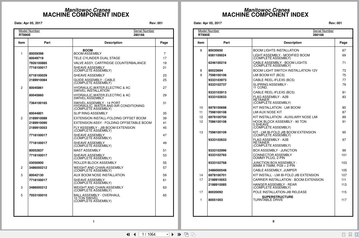 Grove Crane RT890E 280166 Parts Manual 2017 (1)