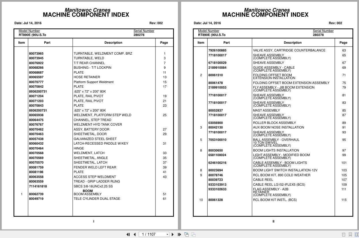 Grove Crane RT890E 280278 Parts Manual 2016 (1)
